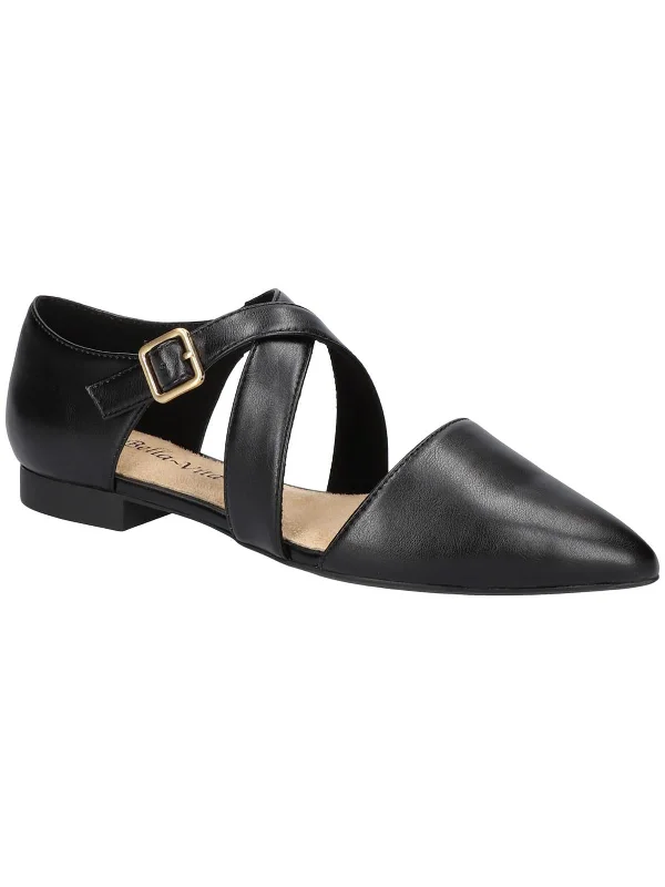 Comfortable Fashionable Shoes MADDI Womens Faux Leather Pointed Toe Ballet Flats