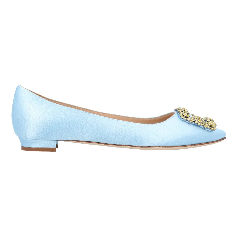 Trendy Footwear Sale Manolo Blahnik Hangisi Flat Blue