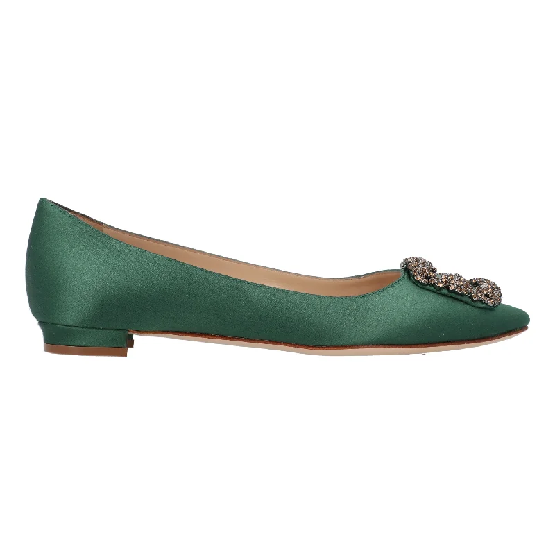 Must-Have Shoe Styles Manolo Blahnik Hangisi Flat  Green