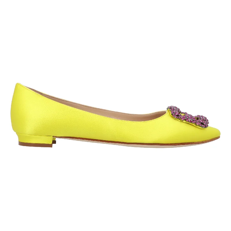 Limited-Time Shoe Deals Manolo Blahnik Hangisi Flat Yellow