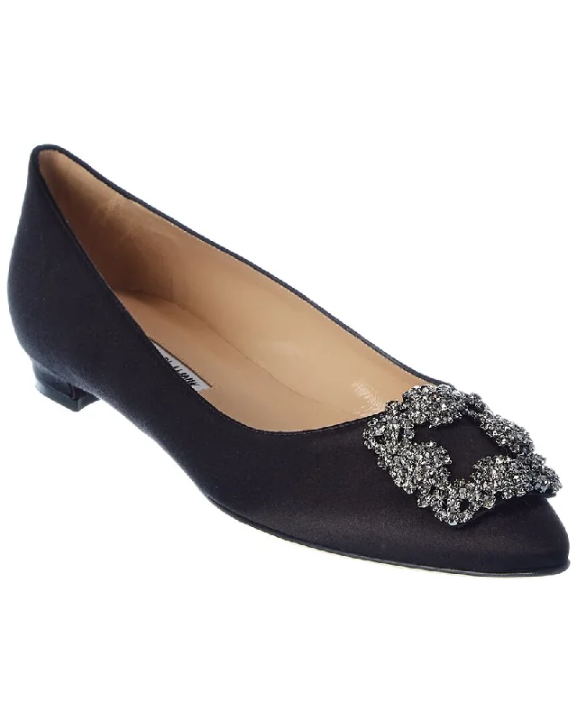 Additional Time-Limited Offers Manolo Blahnik Hangisi Satin Flat