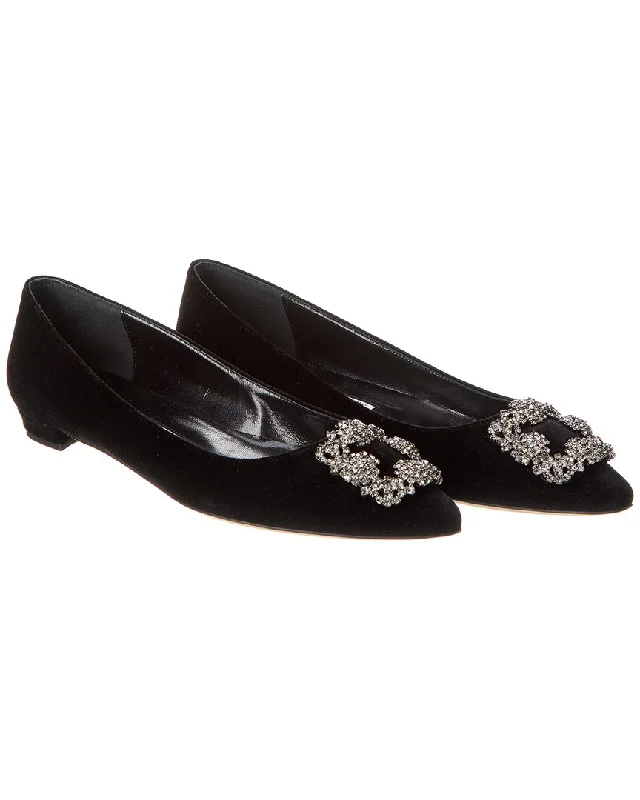 Slip-Resistant Shoes Discount Manolo Blahnik Hangisi Velvet Flat (Authentic Pre-Owned)