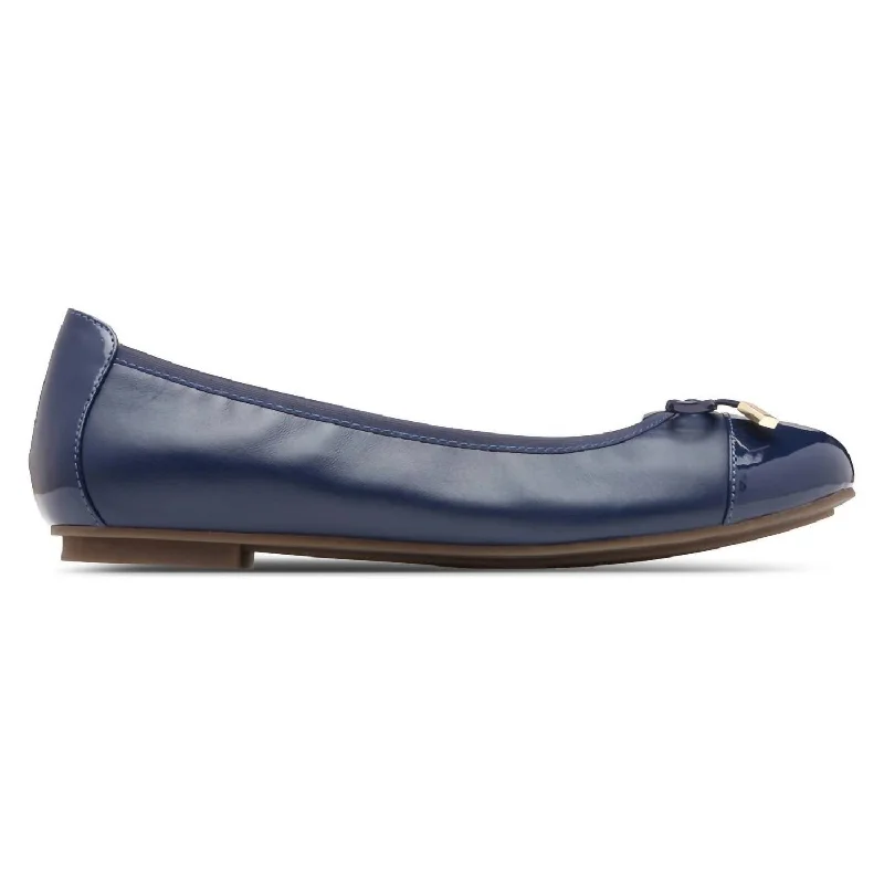 Dive Into Trendy Styles Minna Ballet Flat - Medium Width In Navy Nappa Leather