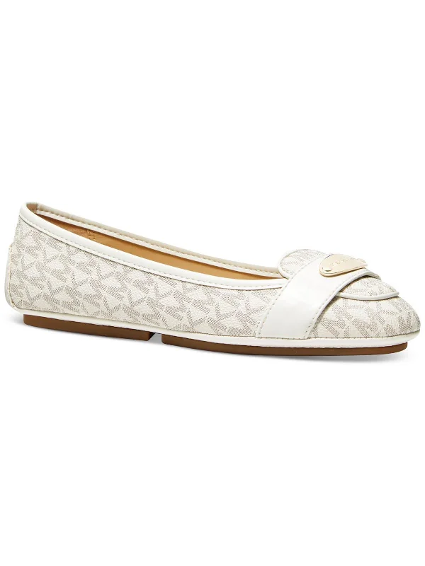 Durable Dress Shoes Promotion MK Plate Moc Womens Faux Leather Embellished Moccasins