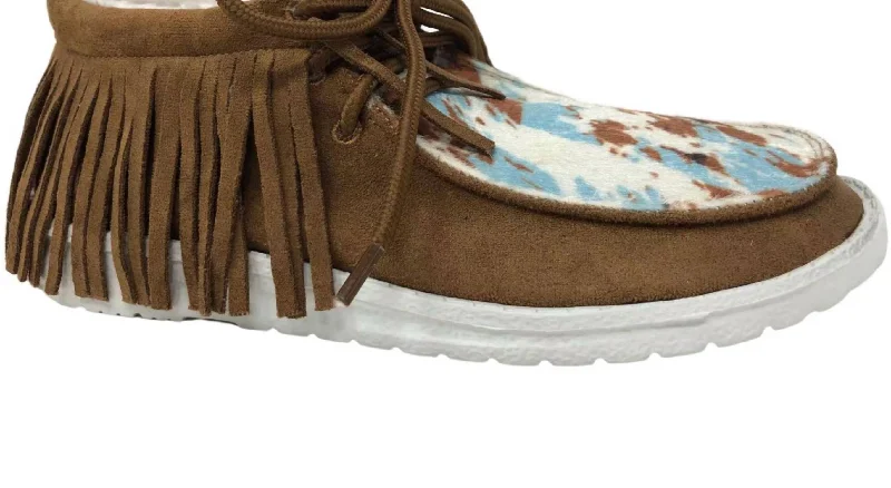 Limited Time Offers Mooma Fringe Slip-On Shoes In Tan & Turquoise