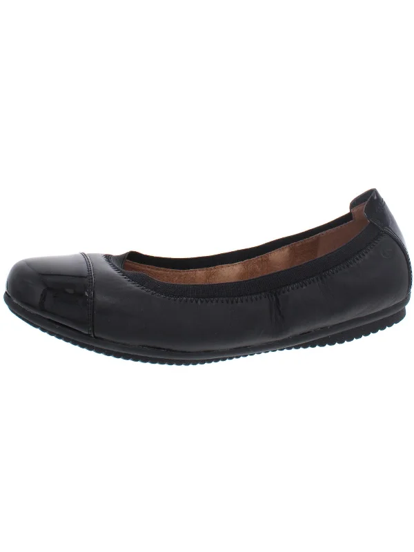 Dive Into Trendy Styles Pippa Womens Leather Patent Trim Ballet Flats