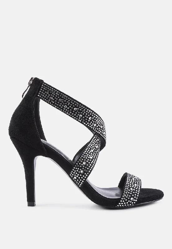 queen bee rhinestone high heeled sandals