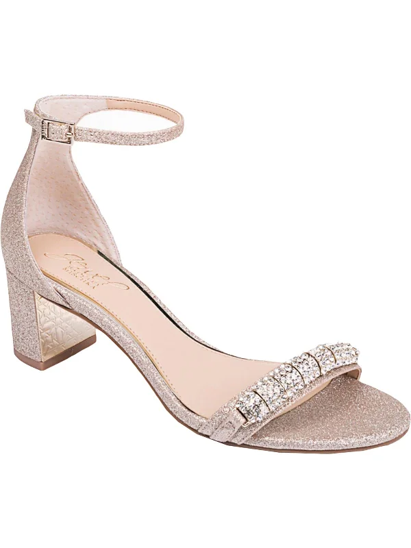 Ramsay Womens Glitter Open Toe Block Heels