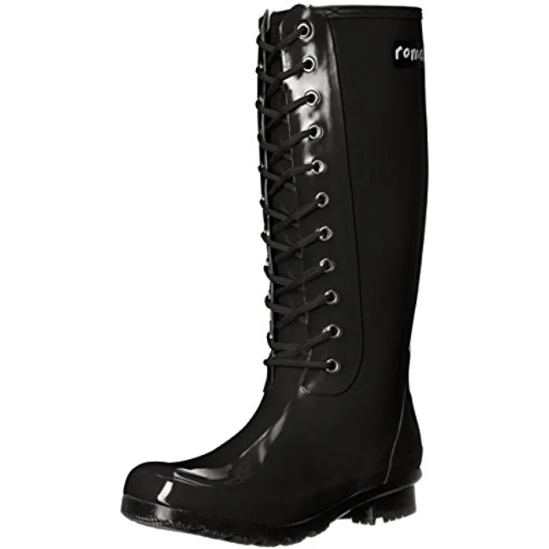 Must-Have Boots Sale Roma Women's Opinca Natural Rubber Vegan Lace Up Waterproof Rain Boots Must-Have Boots Sale Roma Women's Opinca Natural Rubber Vegan Lace Up Waterproof Rain Boots