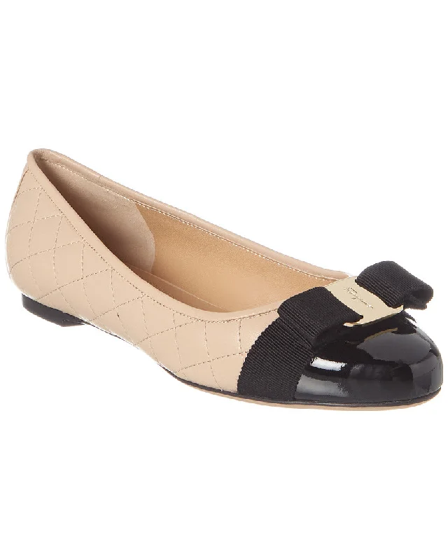 Women's Waterproof Shoes Salvatore Ferragamo Varina Quilted Leather Ballet Flat