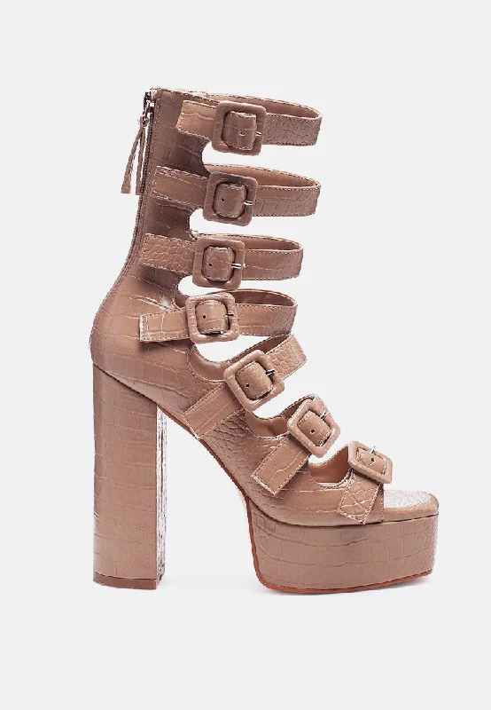 sarouchi caged high heel buckled sandals