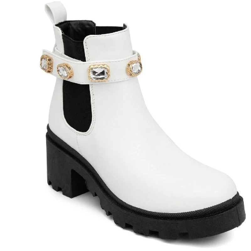 Breathable Flats Offers Sugar Womens Favorite  Faux Leather Rhinestones Booties