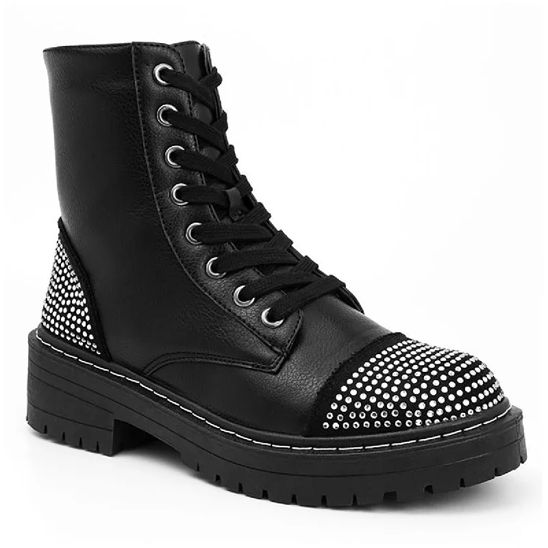 Fashion Forward Femininity Sugar Womens Kalina  Ankle Pull On Combat & Lace-up Boots