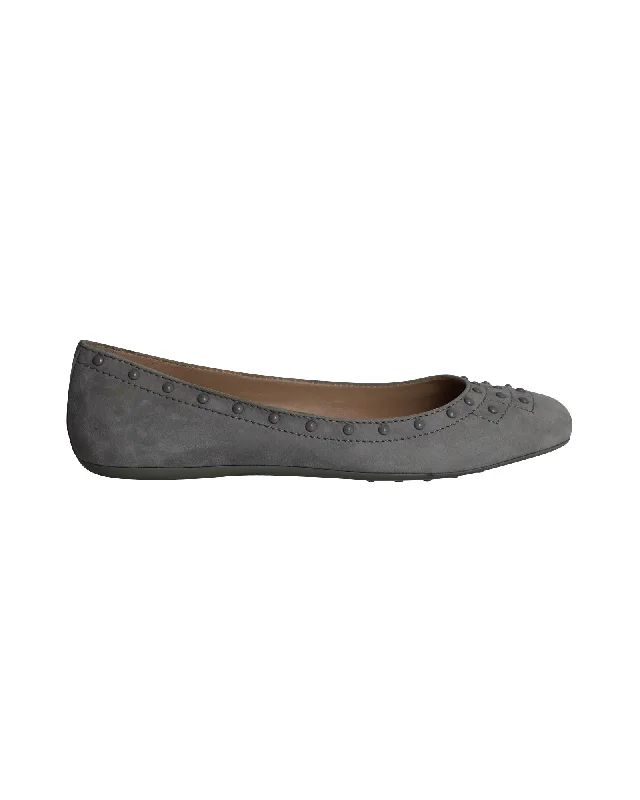 Quick Grab Deals Tod's Studded Ballet Flats in Grey Suede