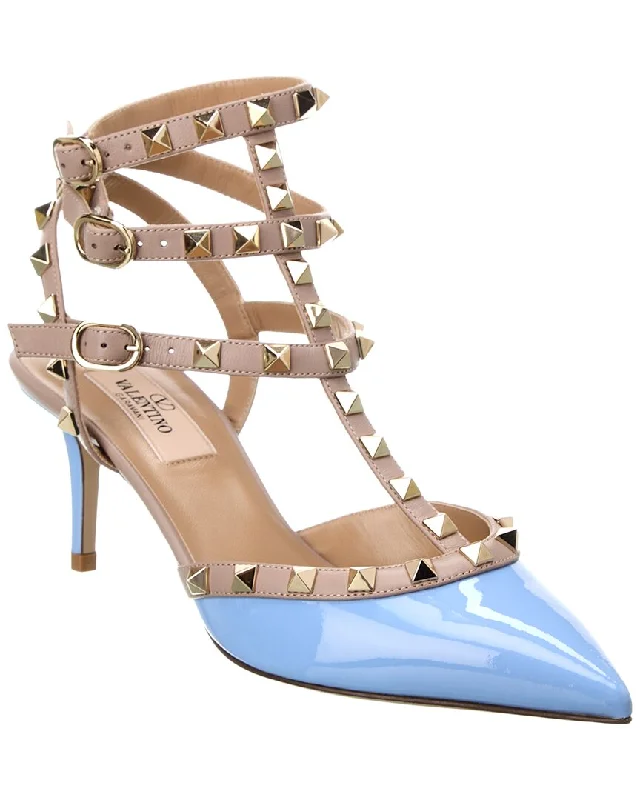 Valentino Rockstud Caged 65 Patent Ankle Strap Pump