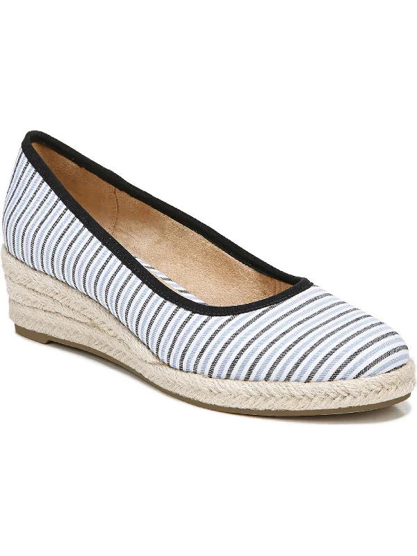 Womens Striped Espadrille Wedge Heels