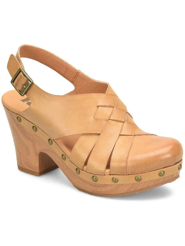 Wynne Womens Buckle Wood Block Heels