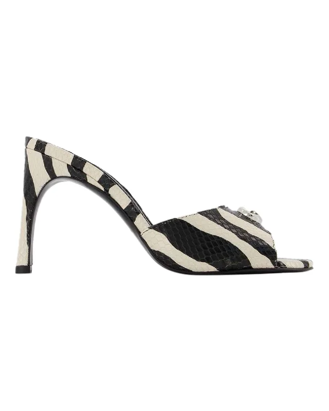 Trendy And Breathable Shoes Zebra Print Logo Mules - Coperni - Black/White - Leather