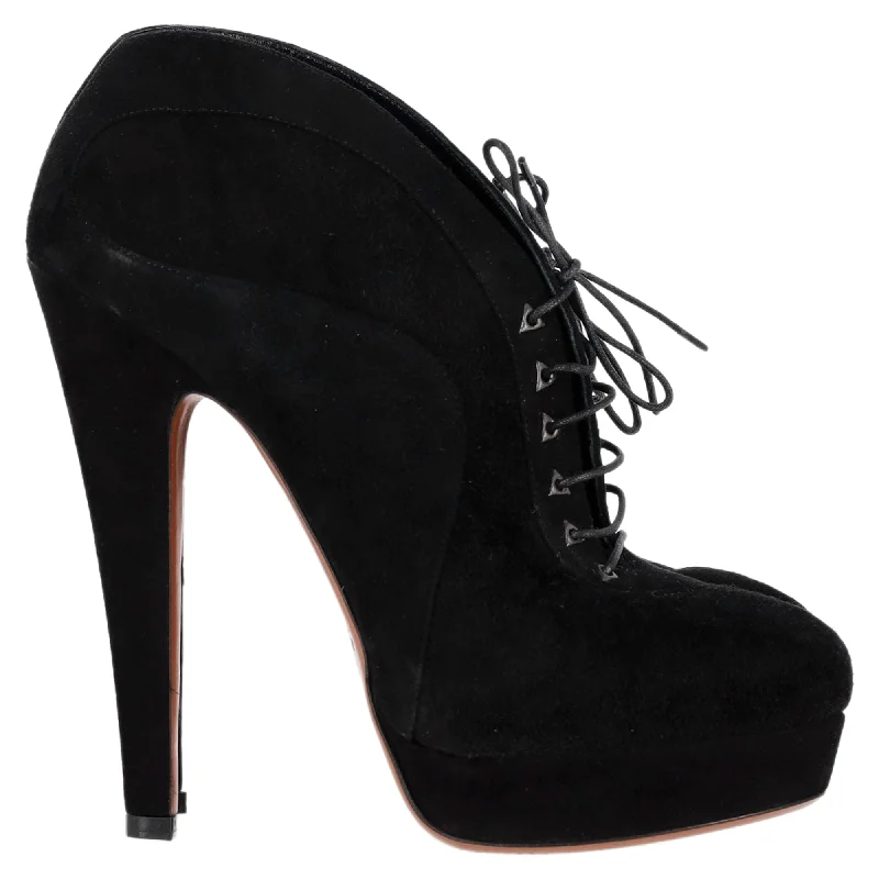 Alaïa Lace-Up high Heel Boots in Black Suede