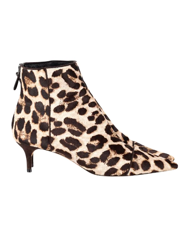 Alexandre Birman Kittie Ankle Boots in Animal Print Pony Hair