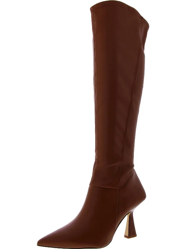 Alta Womens Faux Leaher Pointed Toe Knee-High Boots