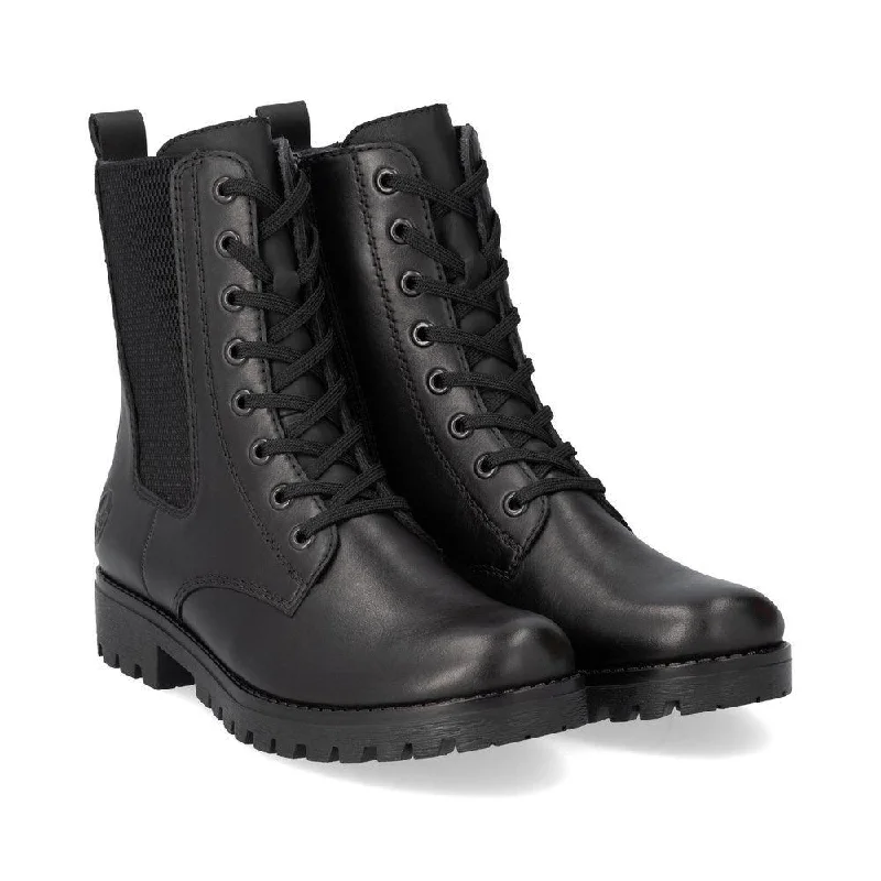 Black Mid Lace Up & Zip Boot