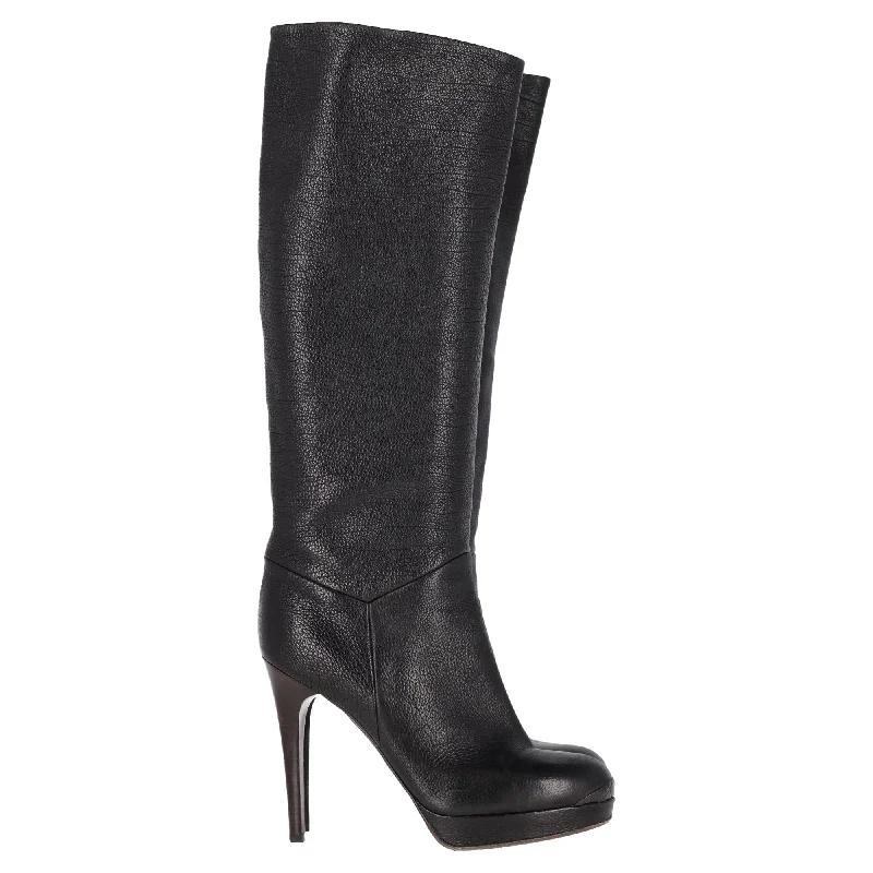 Bottega Veneta High Heel Boots in Black Leather