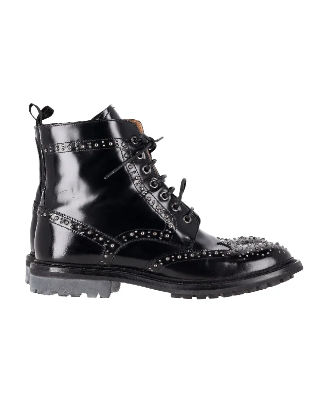 Church's Angelina Studded Glossed Ankle Boots in Black Leather