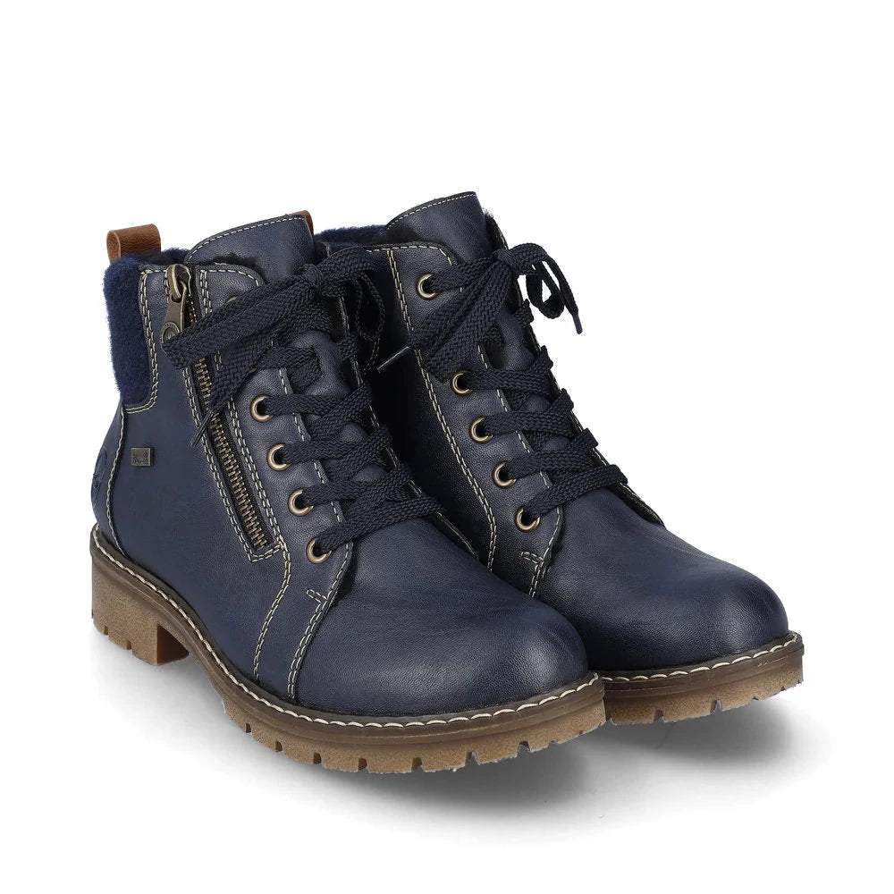 Dark Blue Zip & Lace Boot