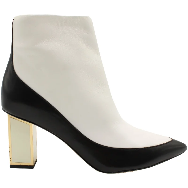 Diane Von Furstenberg Cainta Ankle Boots in White Leather