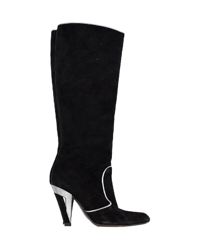 Dolce & Gabbana Knee-High Boots in Black Suede