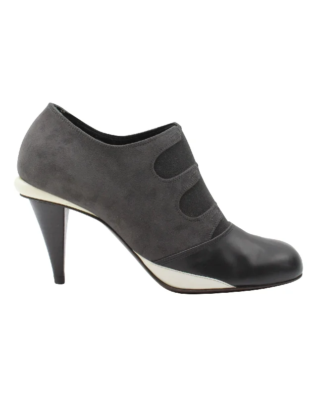 Fendi Gartered Ankle Boots in Grey Suede