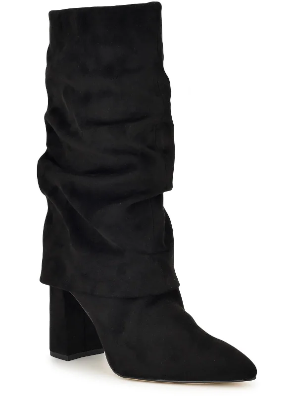 Francis 2 Womens Block Heel Faux Suede Mid-Calf Boots