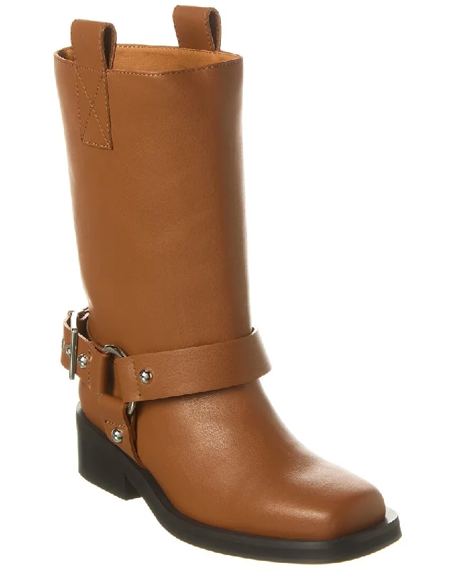 GANNI Biker Tubular Mid Shaft Boot