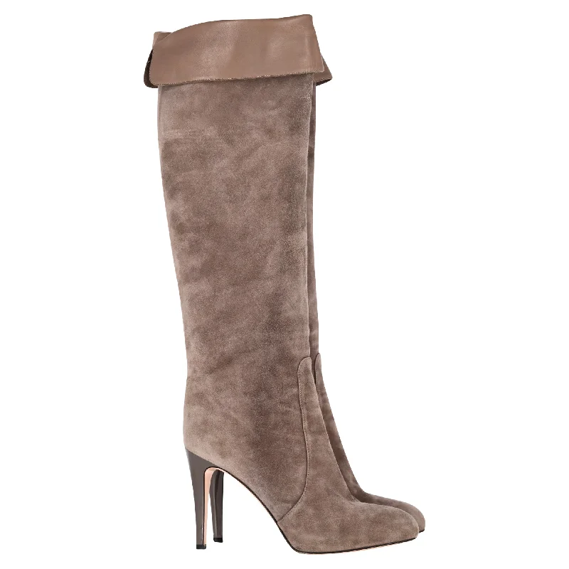 Gianvito Rossi Knee Boots in Brown Suede