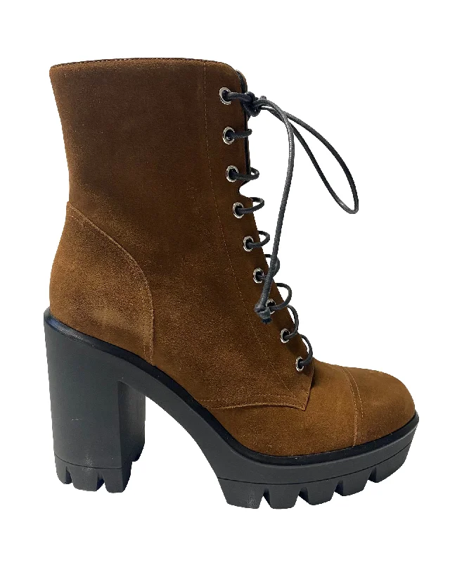 Giuseppe Zanotti Ankle Lace Up Boots in Brown Suede