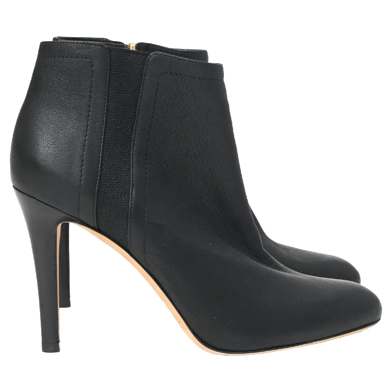 Jimmy Choo Tito Pointed Ankle High Heel Boots in Black Leather