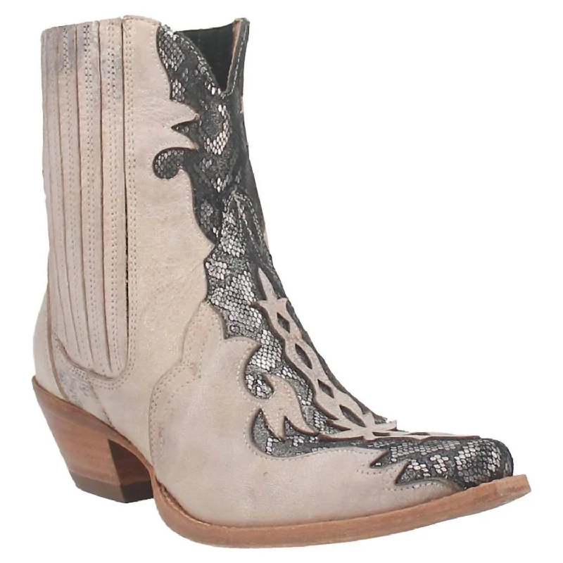 Ladies Shay Western Cowboy Boot Booties In Bone