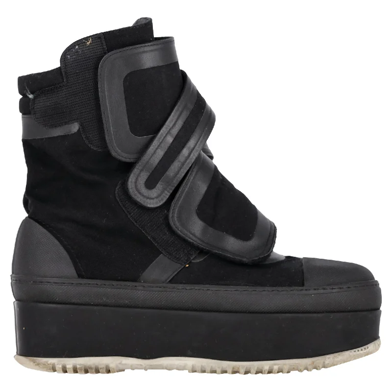 Marni 2017 Velcro Platform Boots in Black Rubber