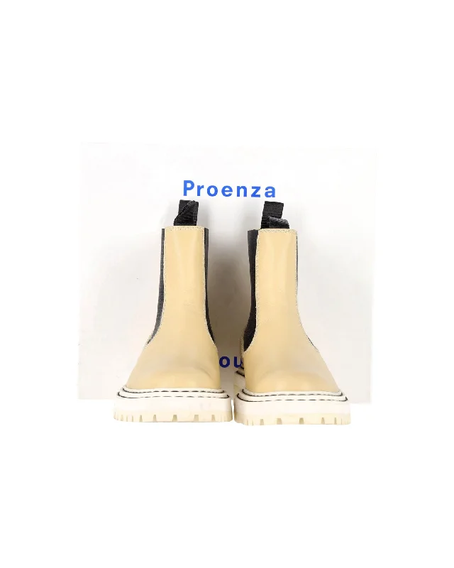 Proenza Schouler Chelsea Ankle Boots in Beige Leather