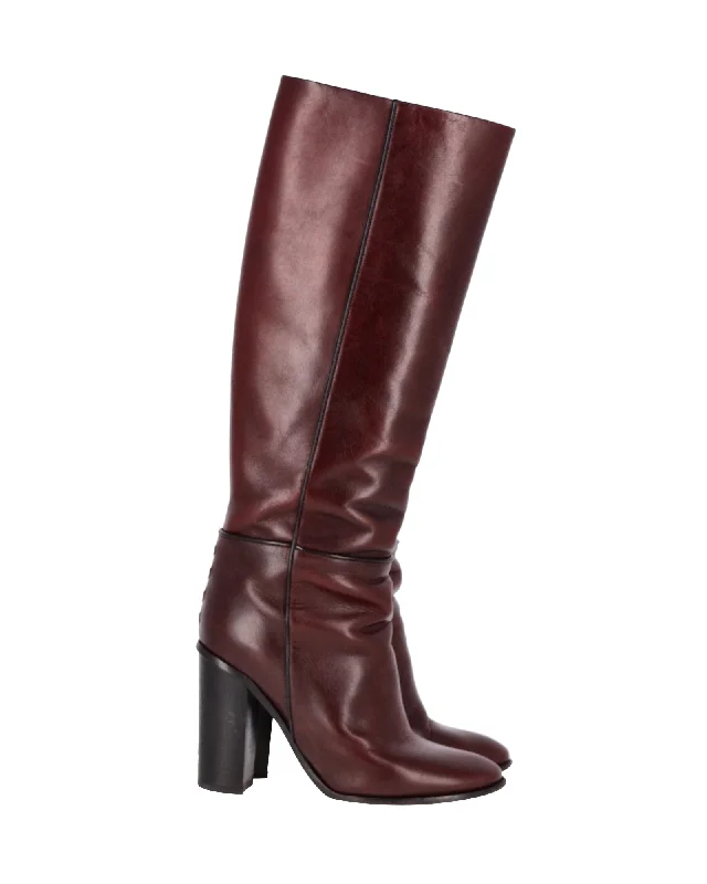 Proenza Schouler Knee Boots in Burgundy Leather