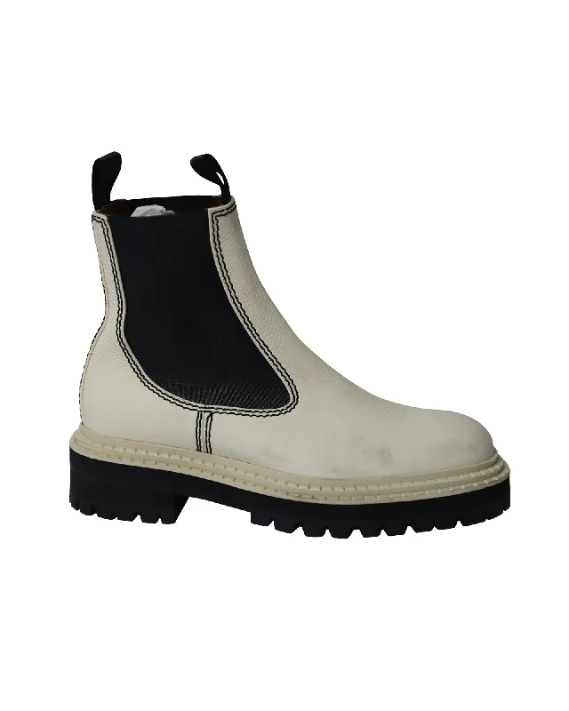 Proenza Schouler Lug Sole Chelsea Boots in White Calfskin Leather