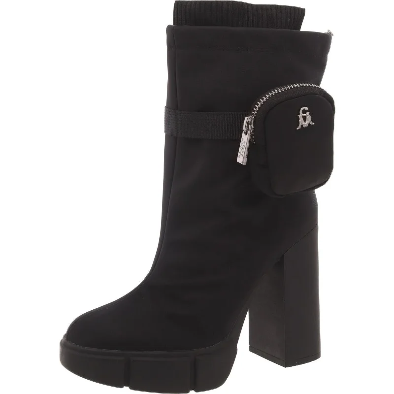 Rise Up Womens Nylon Block Heel Ankle Boots