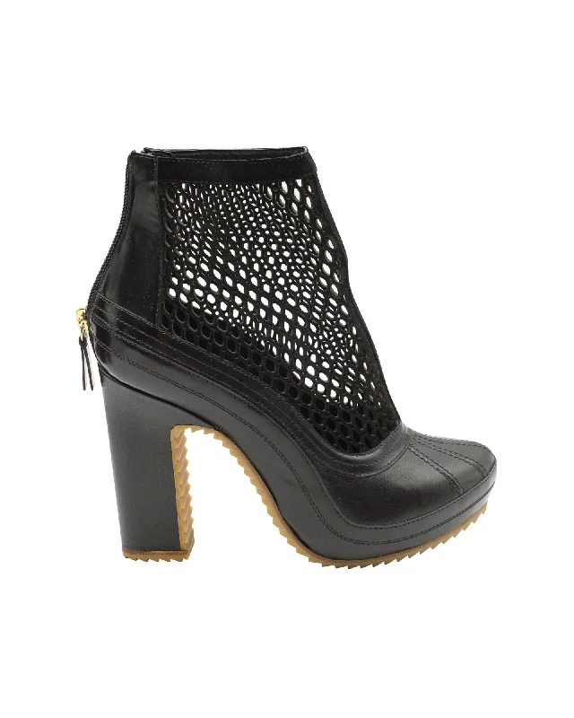 Sacai x Pierre Hardy Mesh Ankle Boots in Black Leather