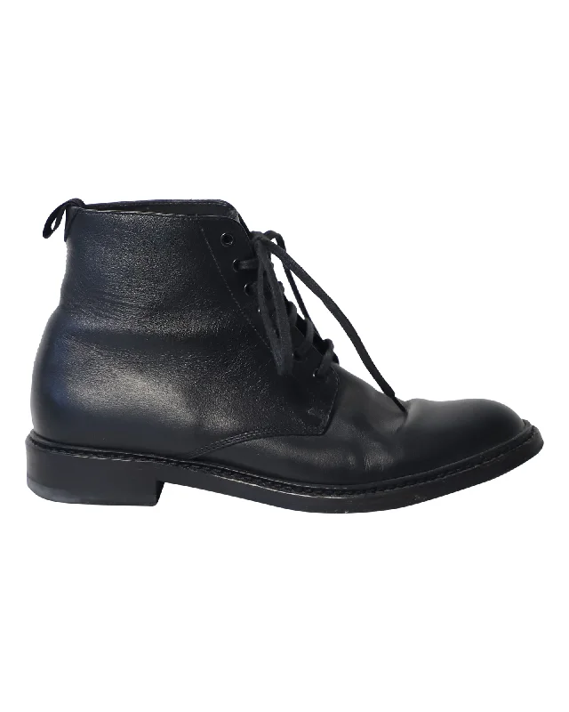 Saint Laurent Army Lace-Up Boots in Black Leather