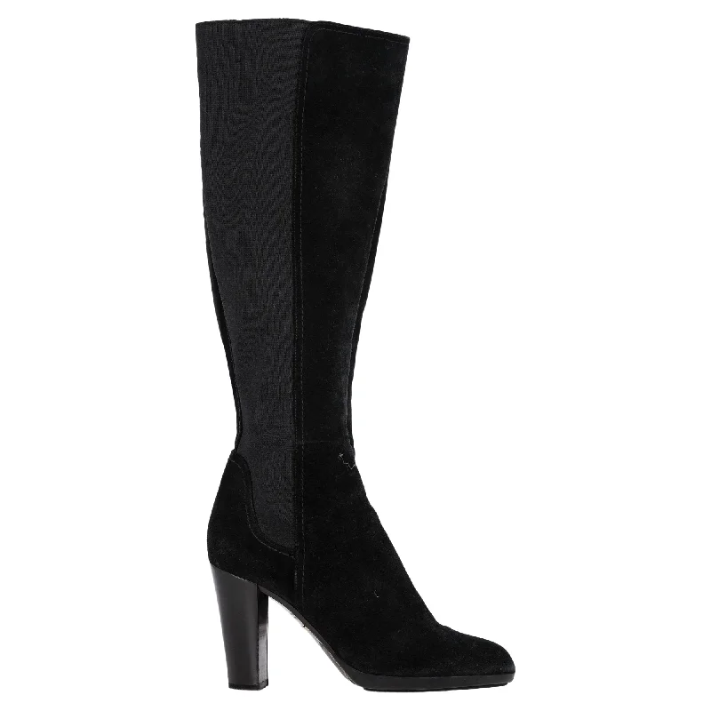 Sergio Rossi Heeled Boots in Black Goat Suede