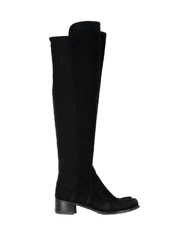 Stuart Weitzman 5050 Knee Boots in Black Suede