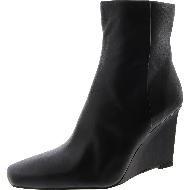 Spring Fashion 42 Gold Womens Leather Wedge Ankle Boots