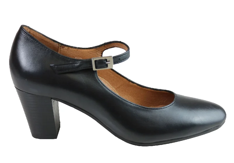 Statement Footwear Discount Aerobics Womens Classic Leather Mary Jane Court Shoes Made In Portugal