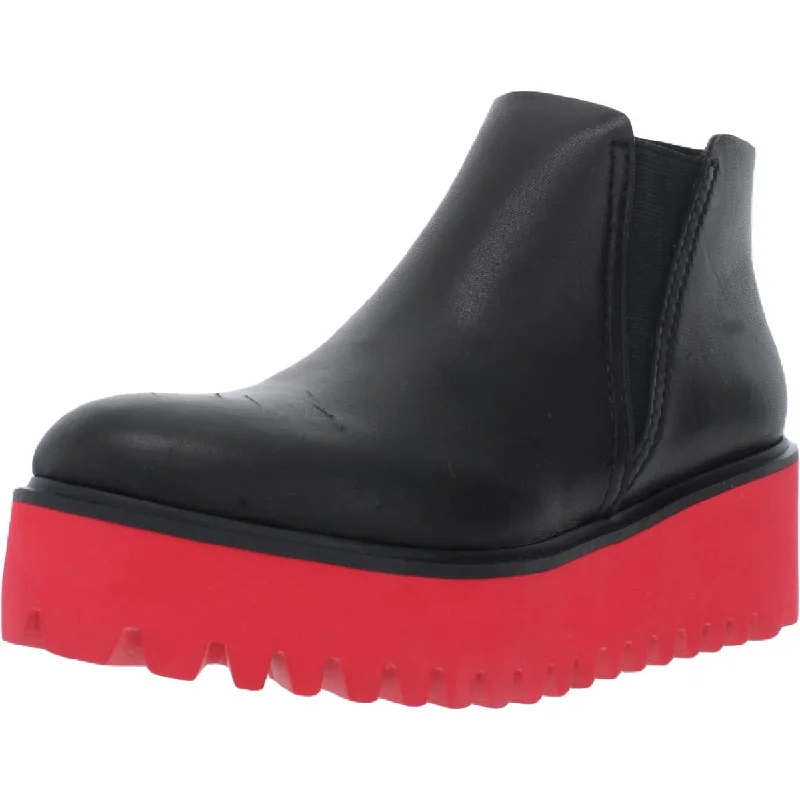 Must Haves All Black Womens Flatform Chelsea Leather Slip On Ankle Boots